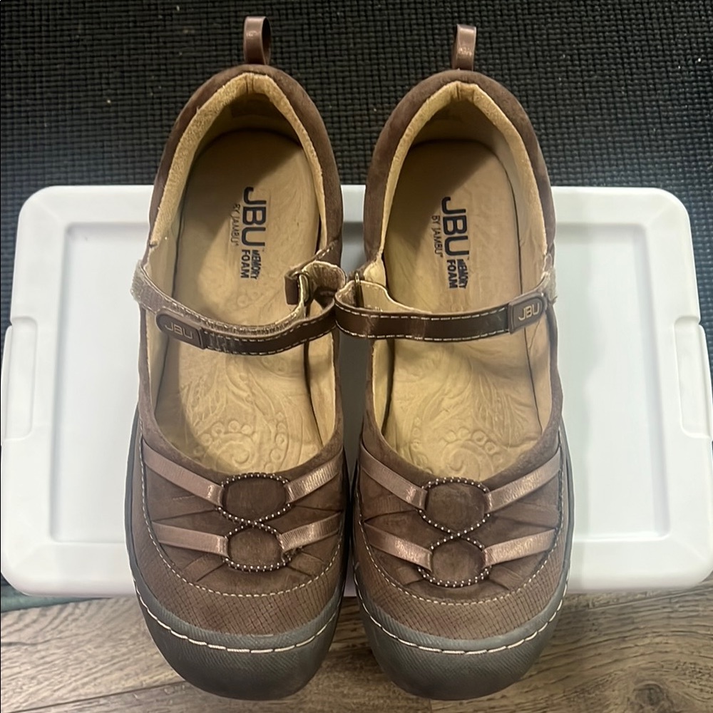 JBU Brown Mary Jane Flats with Strap
